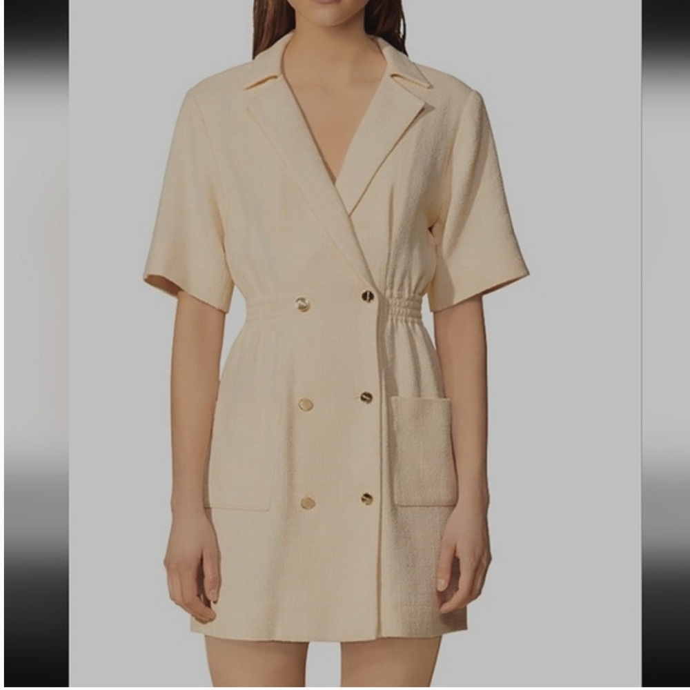 NEW! Sandro Cream Double-Breasted Mini Dress sz 36 4 S